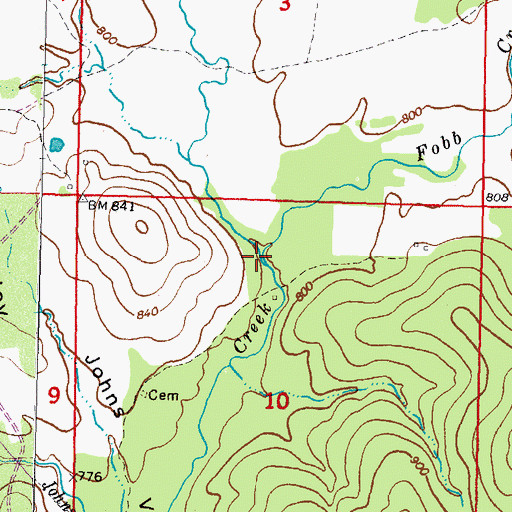 Topographic Map of Fobb Creek, OK