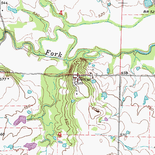 Topographic Map of Foreman Cemetery, OK