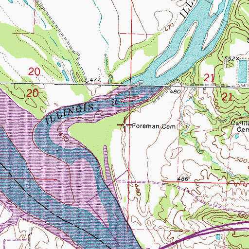 Topographic Map of Foreman Cemetery, OK