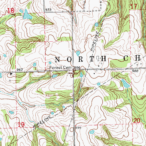 Topographic Map of Forest Cemetery, OK