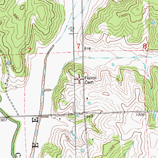 Topographic Map of Forest Cemetery, OK