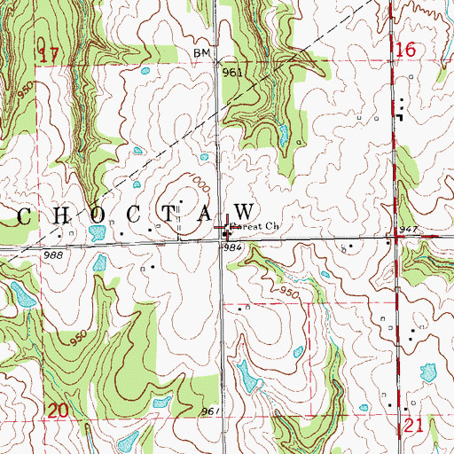Topographic Map of Forest Church, OK