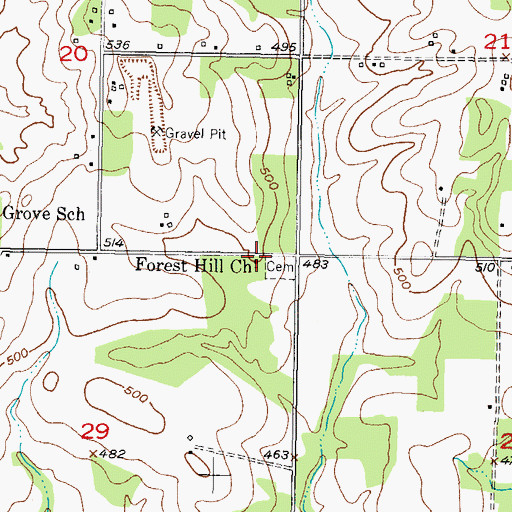 Topographic Map of Forest Hill Church, OK