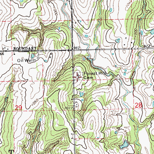 Topographic Map of Forest Hill Cemetery, OK