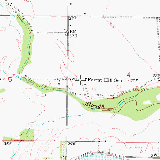 Topographic Map of Forest Hill School, OK