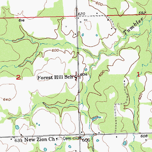 Topographic Map of Forest Hill School, OK