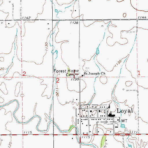 Topographic Map of Forest Home Cemetery, OK