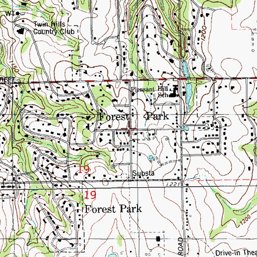 Topographic Map of Forest Park, OK