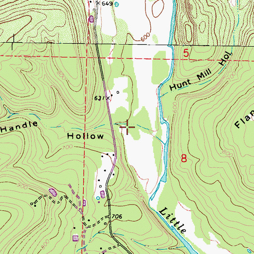 Topographic Map of Fork Handle Hollow, OK