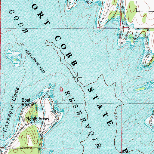 Topographic Map of Fort Cobb State Park, OK