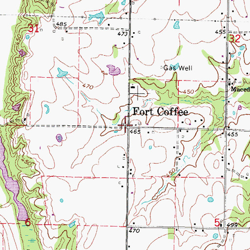 Topographic Map of Fort Coffee, OK