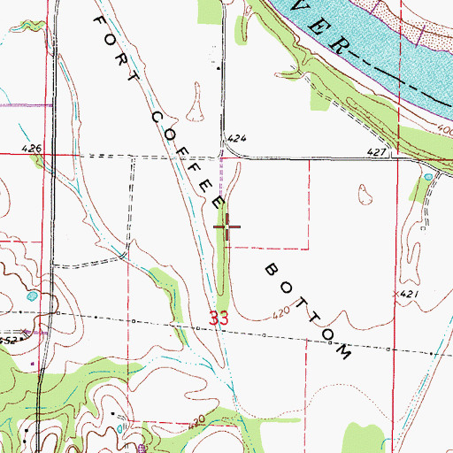 Topographic Map of Fort Coffee Bottom, OK