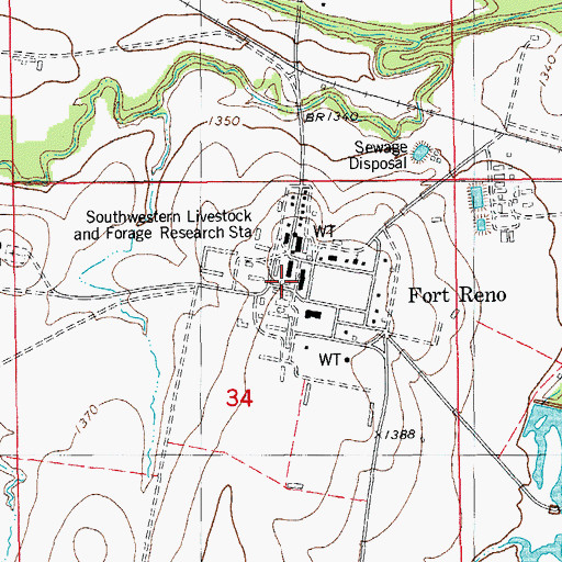 Topographic Map of Southwestern Livestock and Forage Research Station, OK