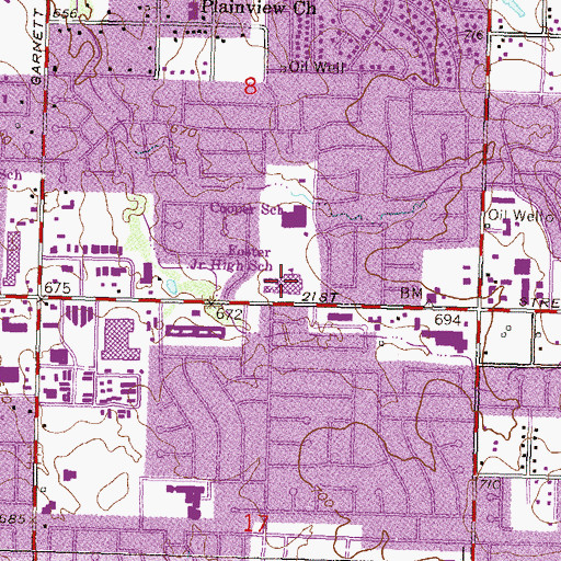 Topographic Map of East Central Junior High School, OK