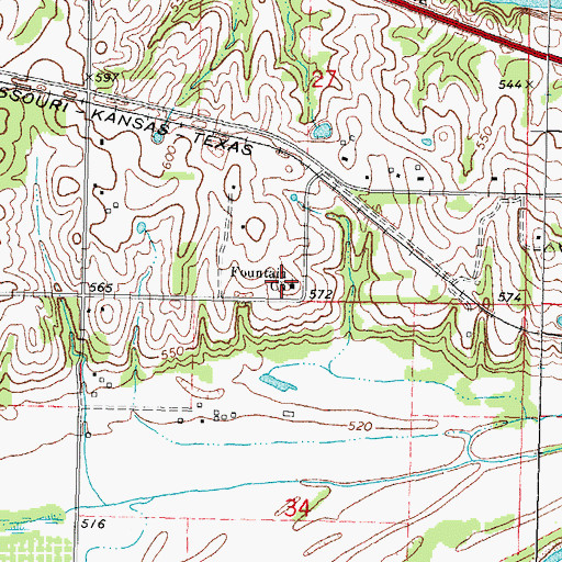 Topographic Map of Fountain Church, OK