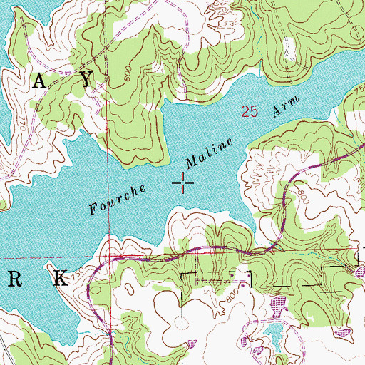 Topographic Map of Fourche Maline Arm, OK