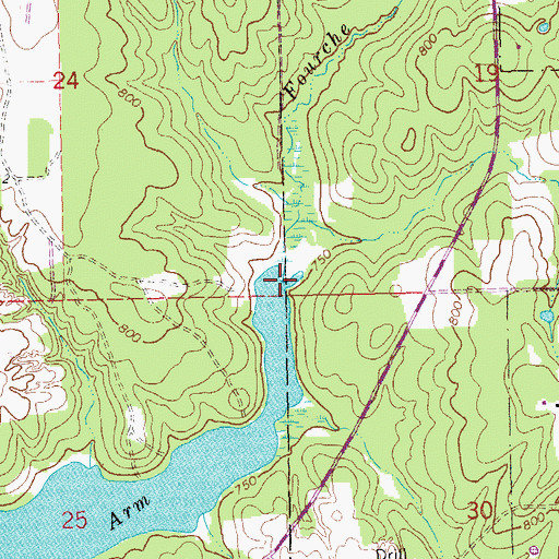 Topographic Map of Fourche Maline Creek, OK