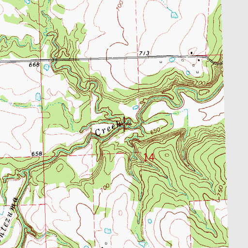 Topographic Map of Fourmile Creek, OK