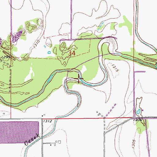 Topographic Map of Fourmile Creek, OK