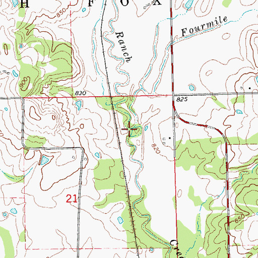 Topographic Map of Fourmile Creek, OK