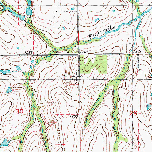 Topographic Map of Fourmile School, OK