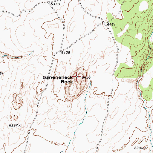 Topographic Map of Saneneheck Rock, AZ
