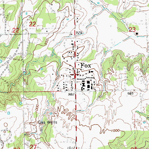 Topographic Map of Fox, OK