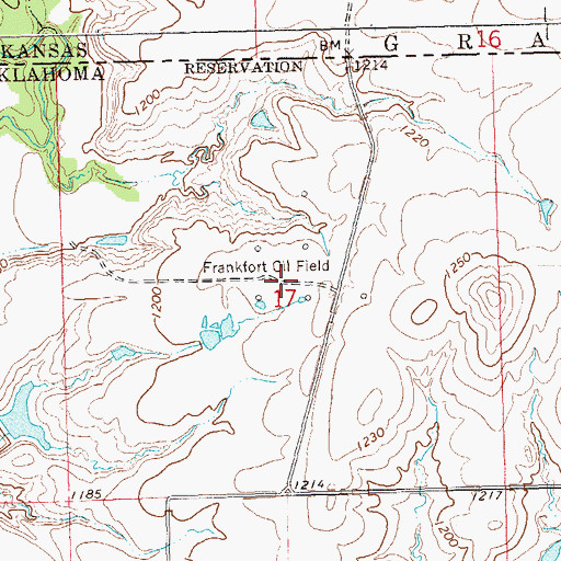 Topographic Map of Frankfort Oil Field, OK