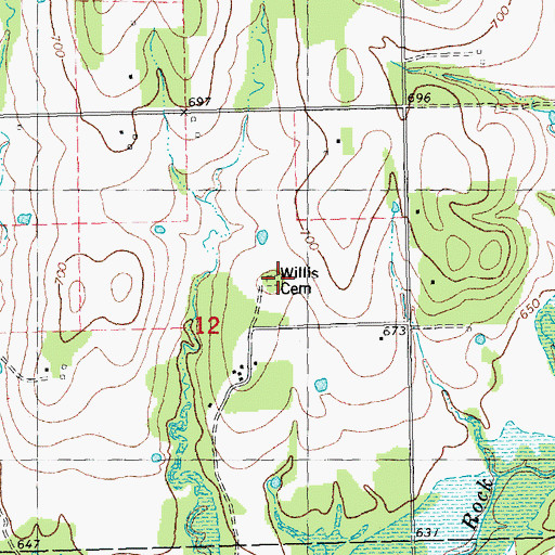 Topographic Map of Franklin Cemetery, OK