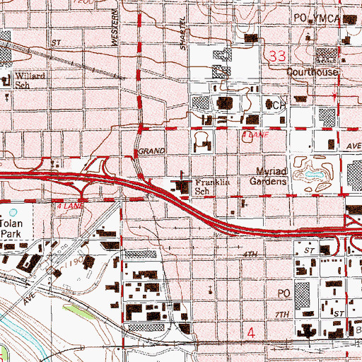 Topographic Map of Franklin School, OK