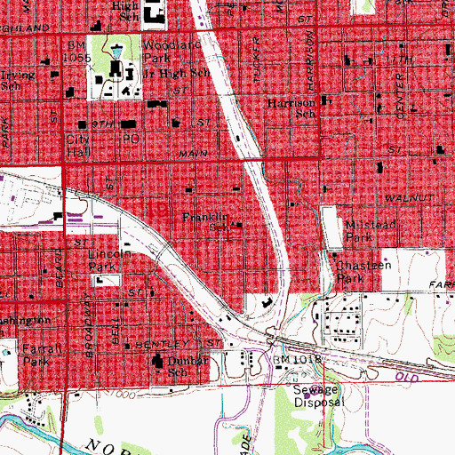 Topographic Map of Franklin School, OK