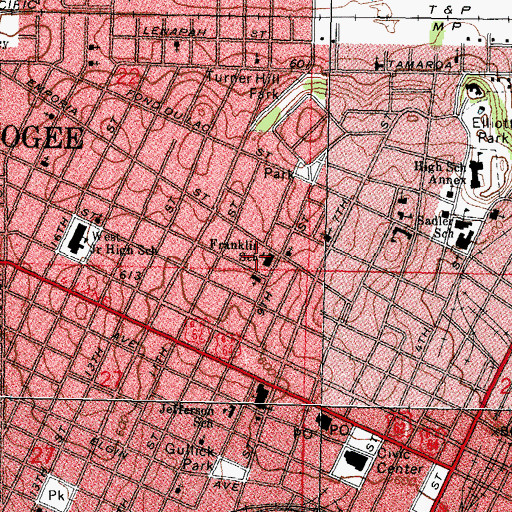Topographic Map of Muskogee Early Childhood Center, OK