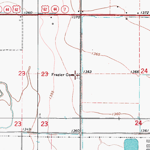 Topographic Map of Frazier Cemetery, OK