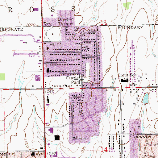 Topographic Map of Frazier Park, OK