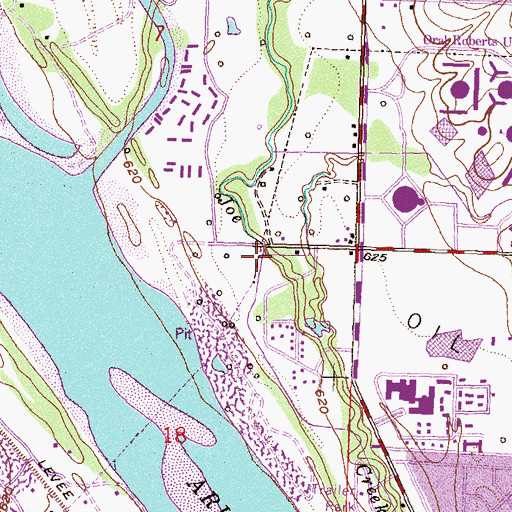 Topographic Map of Fred Creek, OK