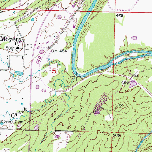 Topographic Map of Frederick Creek, OK