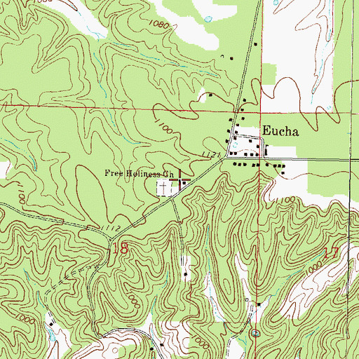 Topographic Map of Free Holiness Church, OK