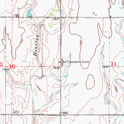 Topographic Map of Freedom Cemetery, OK