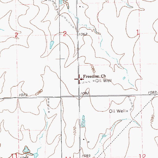Topographic Map of Freedom Church, OK
