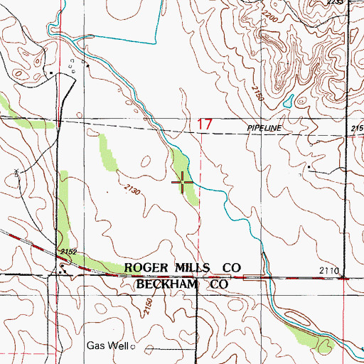 Topographic Map of Freezeout Creek, OK