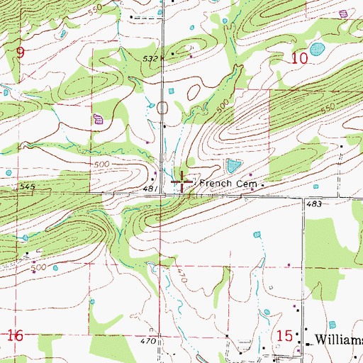 Topographic Map of French Cemetery, OK