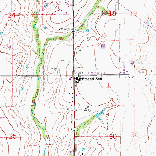 Topographic Map of Friend Elementary School, OK
