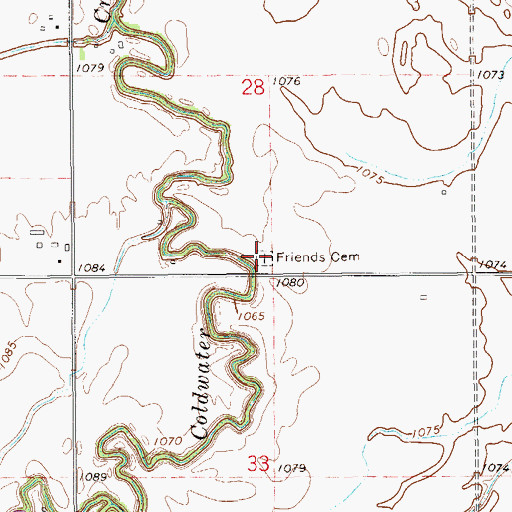 Topographic Map of Friends Cemetery, OK