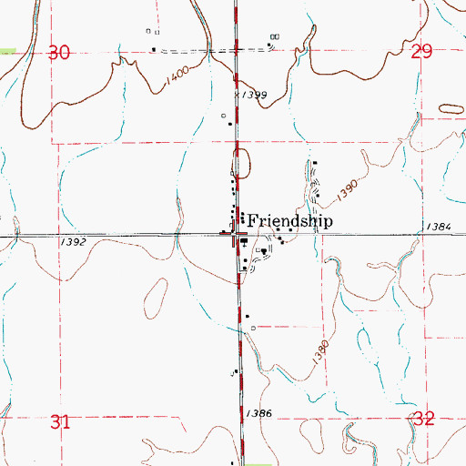 Topographic Map of Friendship, OK