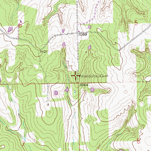 Topographic Map of Friendship Cemetery, OK
