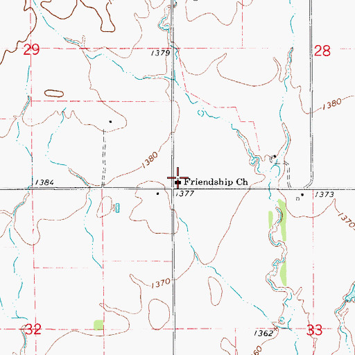 Topographic Map of Friendship Church, OK