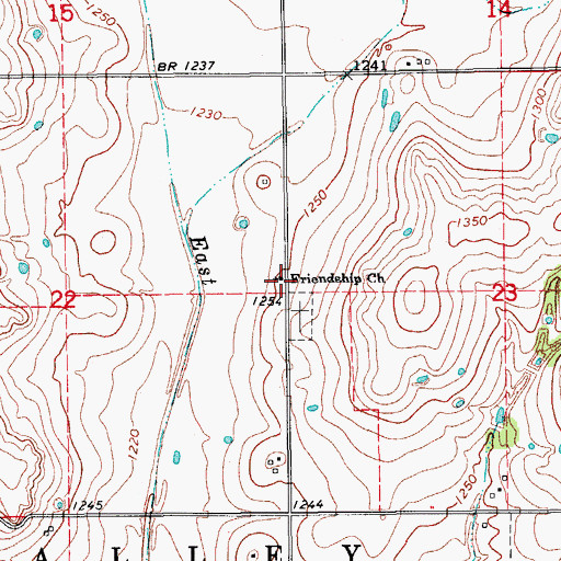 Topographic Map of Friendship Church, OK