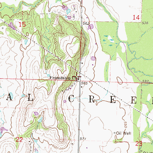 Topographic Map of Friendship Church, OK