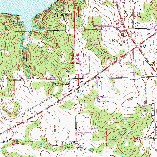 Topographic Map of Friendship Church, OK