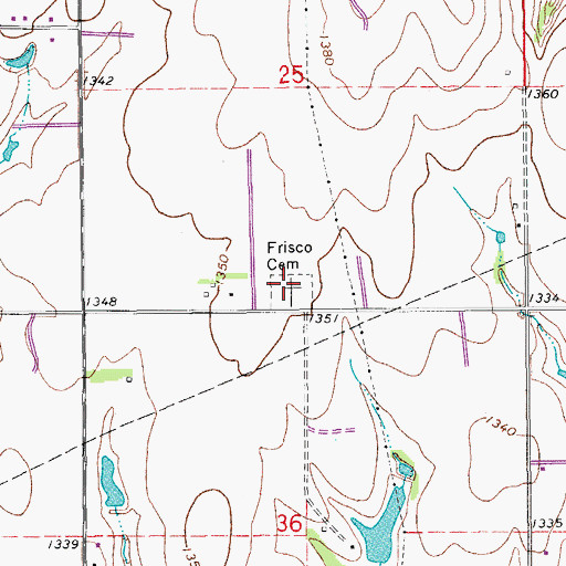 Topographic Map of Frisco Cemetery, OK